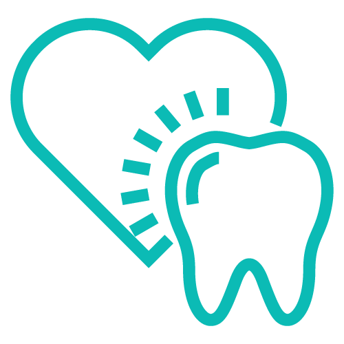 Icon of a tooth on a heart on top